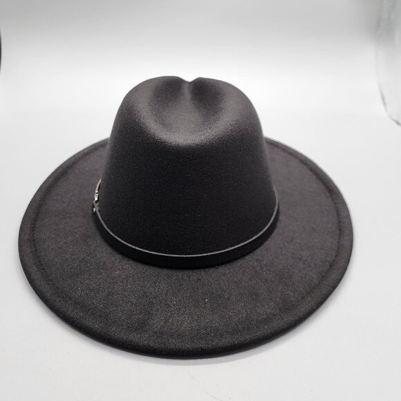 EINSKEY Womens Black Felt Fedora Hat Wide Brim Western Style New - Picture 6 of 12